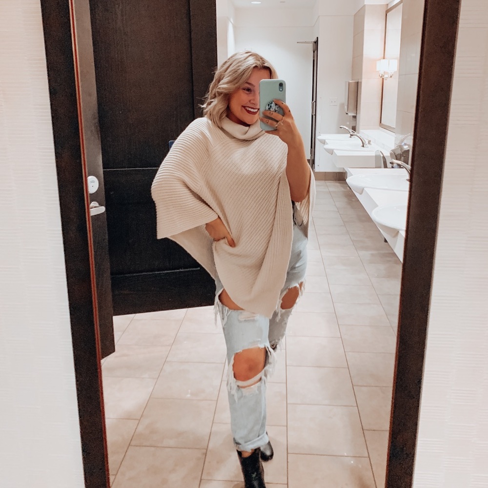 turtle neck sweater poncho